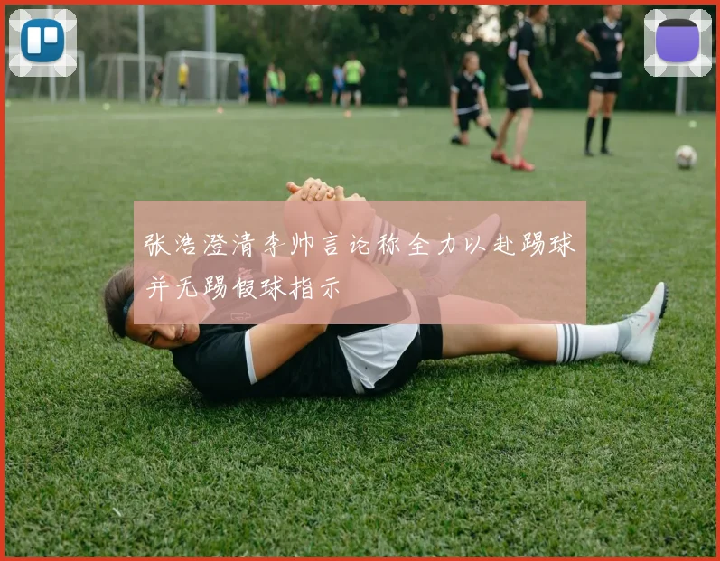 张浩澄清李帅言论称全力以赴踢球并无踢假球指示